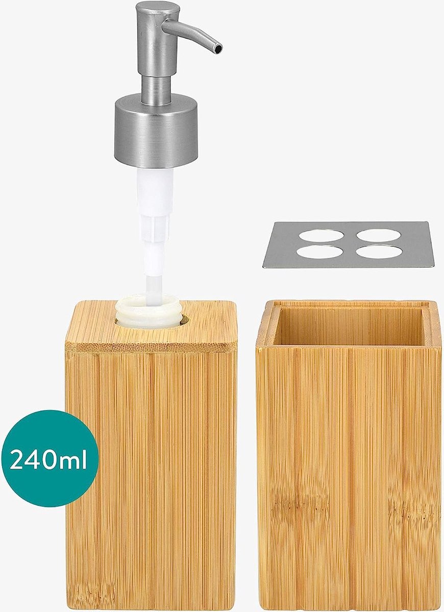 Badkameraccessoires bamboe set van 3 kopen Badkameraccessoires bamboe set van 3 kopen