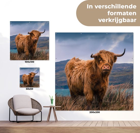 Posters de Posters de jardin Scottish Highlander - Berg - Water - 50x50 cm