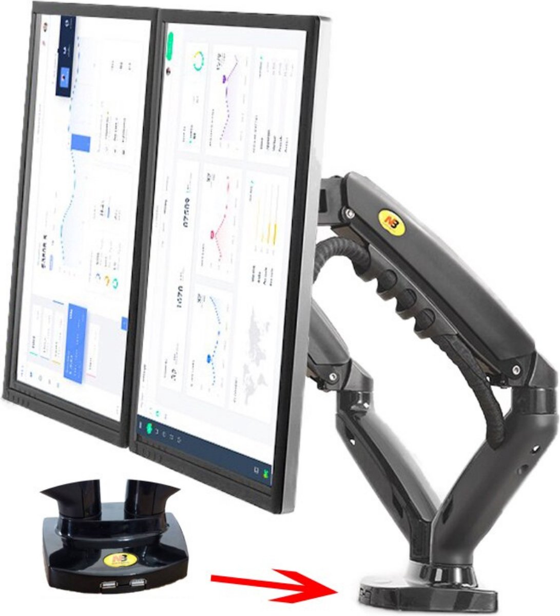 Arvona Monitor Standaard - Monitor Arm 2 Schermen - Dubbele Ergonomische Monitor Arm - Monitor Beugel