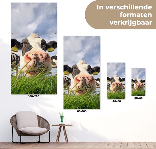 Poster de jardin Vache - Ferme - Herbe - Animaux - 30x60 cm - Toile jardin - Poster extérieur