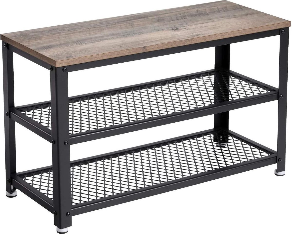 Hoppa! | Schoenenrek | Grijs/Beige/Zwart | Metaal | 73 x 45 x 30 cm (B x H x D)