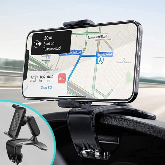 Hoppac Telefoonhouder Voor Auto – Verstelbare Stalen Haak, 360° Rotatie, Voor 4-7 Inch Smartphones
