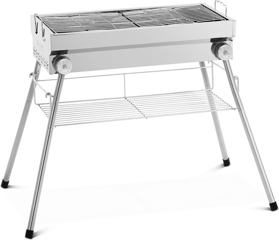 Foto: Royal catering houtskool grill plank klapgrill 53 x 26 cm roestvrij staal staal royal catering