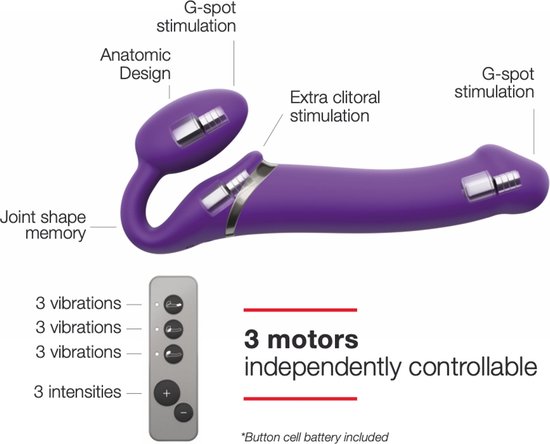 Strap-On-Me - Strapless Strapon Vibrator Met 3 motoren - Paars - Maat L