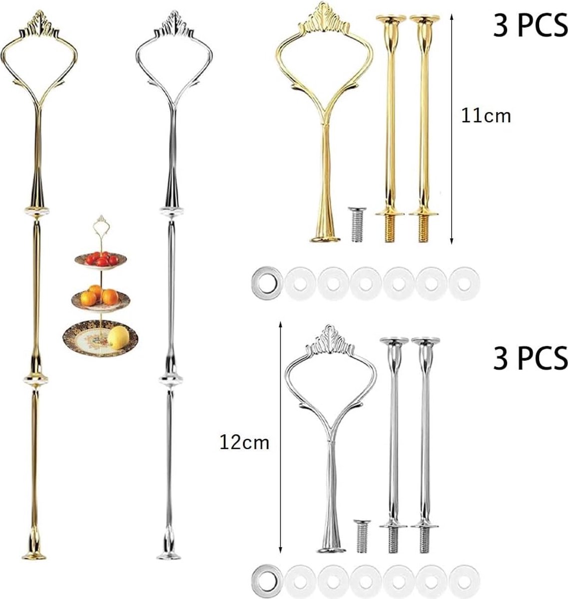 Etagère Keramik Schüssel Set Teller 3 Etagen / Weiss /Gold (Neu und