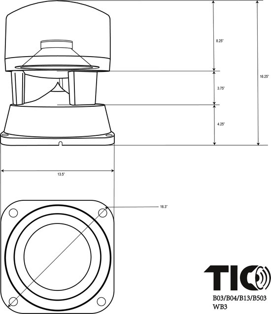 TIC B03-B - 8" Premium omnidirectionele luidspreker 200W - zwart — afbeelding 4