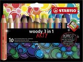 Set de 10 crayons + taille-crayon Stabilo Woody 3-en-1 Arty