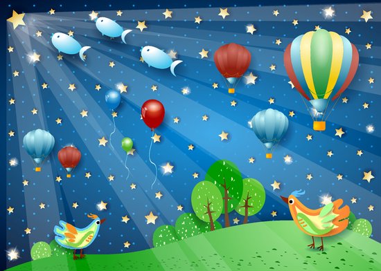 Papier peint photo pour Enfants - Nuit Magique - Papier peint non tissé - 416 x 290 cm