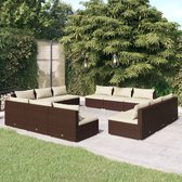 vidaXL - 12-delige - Loungeset - met - kussens - poly - rattan - bruin