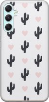 Leuke Telefoonhoesjes - Hoesje geschikt voor Samsung Galaxy A34 - Cactus hartjes - Soft case - TPU - Zwart