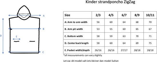 Strandponcho ZigZag Beige - maat 2-3 jaar - jongens/meisjes/unisex pasvorm - poncho handdoek voor kinderen met capuchon - zwemponcho - badcape van My Happy Kids — afbeelding 3