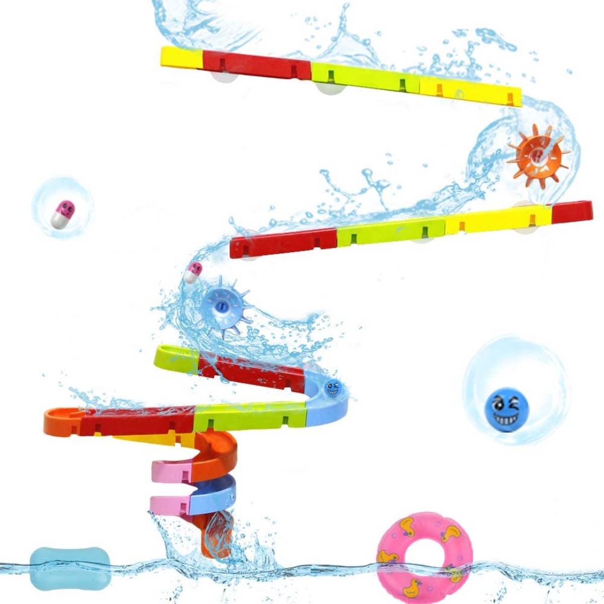 Jouets de bain - Jouets aquatiques - Enfants - Bricolage, 38 pièces, piste  à billes