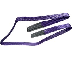 2 stuks polyester hijsband. Maximale belasting: 1 ton. Lengte: 2 meter. Kleur: Paars.