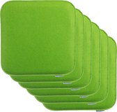 Zitkussen vilt vierkant stoelkussen zitkussen bekleed - 35 x 35 x 2 cm - 6 stuks voordeelverpakking - groen