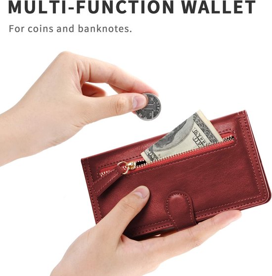 Samsung Galaxy A23 5G Book case avec fermeture éclair - Rabat - Magnétique - Porte-cartes 5 - Rouge