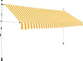 vidaXL - Luifel - handmatig - uittrekbaar - 400 - cm - oranje - en - witte - strepen