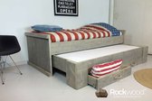 Rockwood® Kinderbed Steigerhout Marijn met 2 lattenbodems en matras onderbed Parma antraciet wash