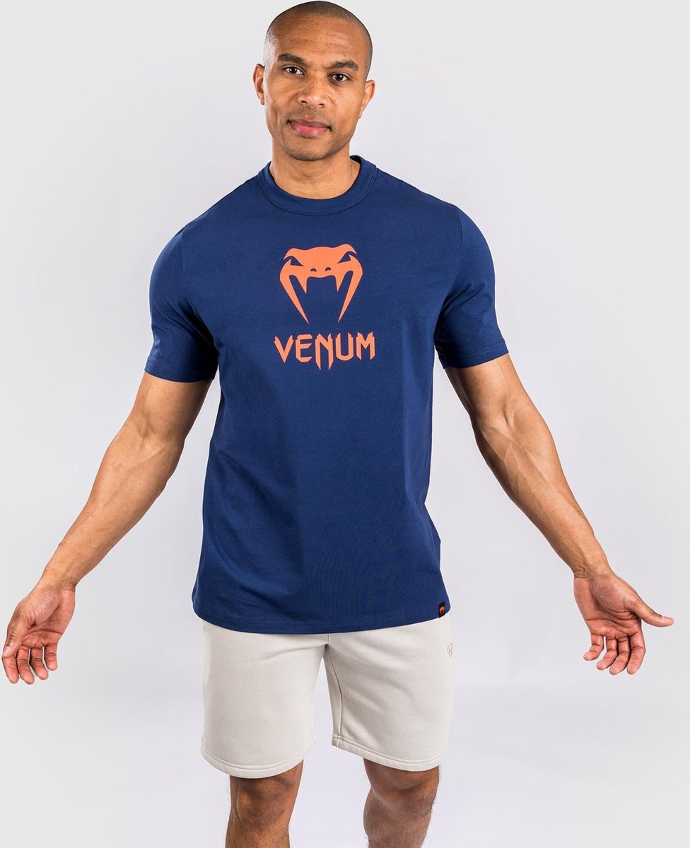 Venum Classic T-shirt Katoen Marineblauw Oranje maat M