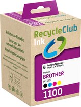 RecycleClub inktcartridge - Inktpatroon - Geschikt voor Brother - Alternatief voor Brother LC-1100 Zwart 17ml Cyan Blauw 9ml Magenta Rood 9ml Yellow Geel 9ml - Multipack - 4-pack