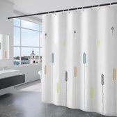 Douchegordijn, waterdicht, 180 x 200 cm, badgordijn van polyester, wasbaar, met 12 ringen, voor douche en bad, wit