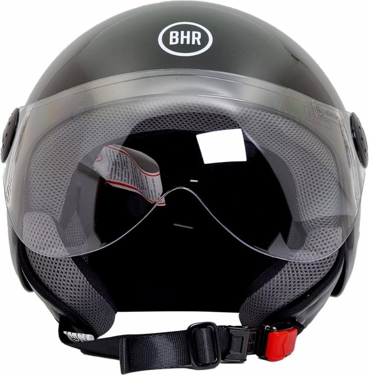 BHR 800 Easy - Vespa Scooterhelm - ECE goedgekeurde Scooterhelm - Geschikt als Scooter Brommer Motor Snorfiets Helm - XL - Glans Zwart