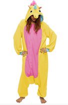 KIMU Onesie eenhoorn pak kind unicorn geel - maat 128-134 - eenhoornpak jumpsuit pyjama