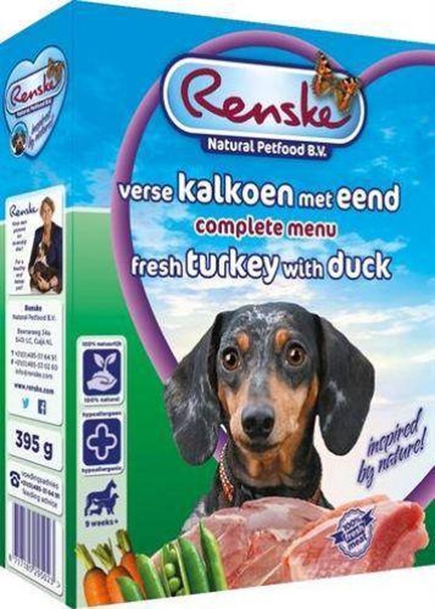 30x10x395 gr Renske vers vlees kalkoen/eend hondenvoer