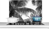 Spatscherm keuken 80x55 cm - Kookplaat achterwand Palmbladeren - Vintage - Natuur - Muurbeschermer - Spatwand fornuis - Hoogwaardig aluminium