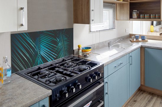Spatscherm keuken 80x40 cm - Kookplaat achterwand Palm - Palmboom - Tropisch - Muurbeschermer - Spatwand fornuis - Hoogwaardig aluminium