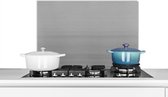 Spatscherm keuken 60x40 cm - Kookplaat achterwand Metaal print - Zilver - Lijn - Grijs - Structuur - Muurbeschermer - Spatwand fornuis - Hoogwaardig aluminium - Alternatief voor spatscherm van glas