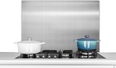 Spatscherm keuken 90x60 cm - Kookplaat achterwand Metaal print - Zilver - Grijs - Muurbeschermer - Spatwand fornuis - Hoogwaardig aluminium
