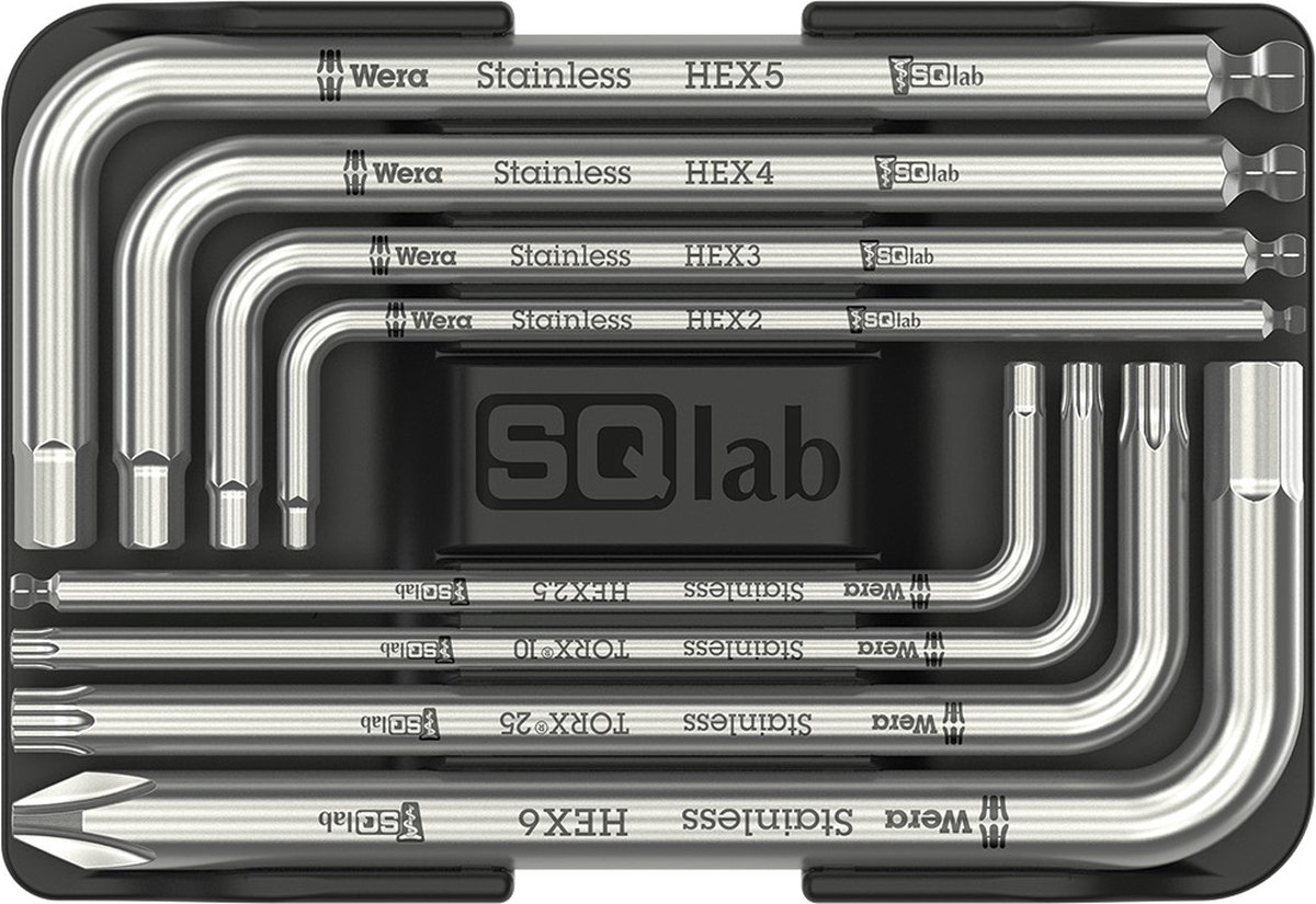 SQlab Multitool – Sleutelset - Inbussleutels - Fietsgereedschap – 8-delig - Zwart