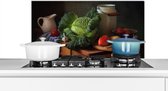 Spatscherm keuken 80x40 cm - Kookplaat achterwand Stilleven - Groente - Kleuren - Muurbeschermer - Spatwand fornuis - Hoogwaardig aluminium