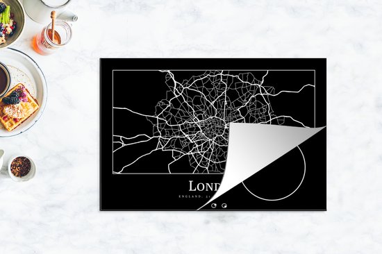 KitchenYeah® Inductie beschermer 77x51 cm - Kaart - Stadskaart - Londen - Plattegrond - Kookplaataccessoires - Afdekplaat voor kookplaat - Inductiebeschermer - Inductiemat - Inductieplaat mat
