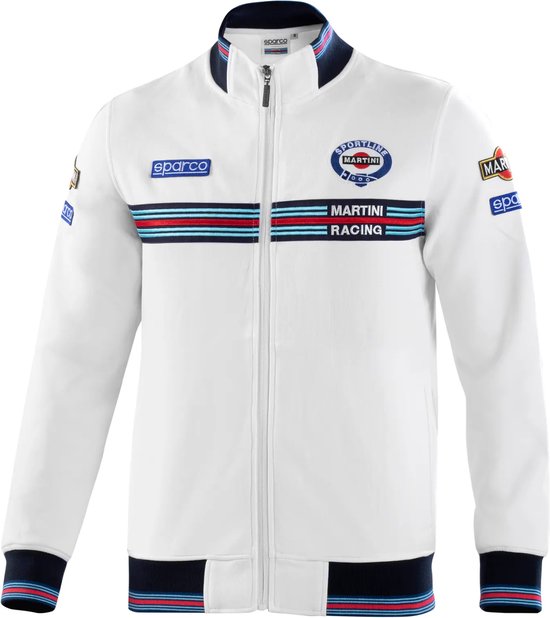 Sparco Martini Racing Sweater met rits - XXL - Wit - Iconisch Sweatshirt met Volledige Rits