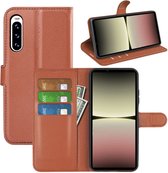 Sony Xperia 10 V Hoesje - MobyDefend Kunstleren Wallet Book Case (Sluiting Voorkant) - Bruin - GSM Hoesje - Telefoonhoesje Geschikt Voor Sony Xperia 10 V