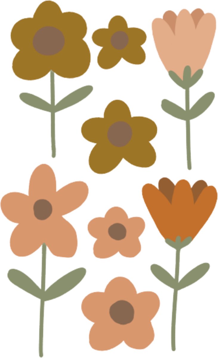 Retro bloemen - babykamer - decoratie - muurstickers