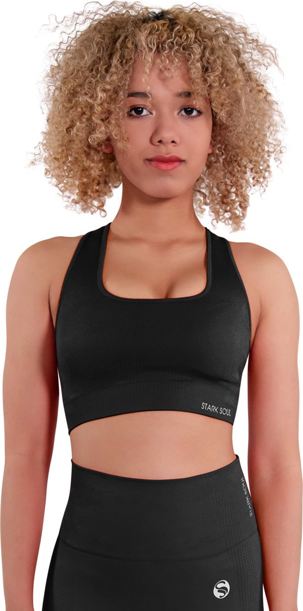 Lavendel x StarkSoul Naadloos Bralette met Verwijderbare Cups - Sport BH - Sportbeha - Sport Dames Top - Zwart - M