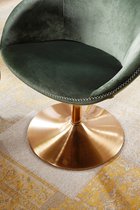Rootz Lounge Chair - Design Draaiclubstoel met Armleuningen - Lounge Draaistoel - Cocktailstoel - Bezoekersfauteuil met gestoffeerde stoffen bekleding - Fluweel Groen-Goud - 70x79x70 cm
