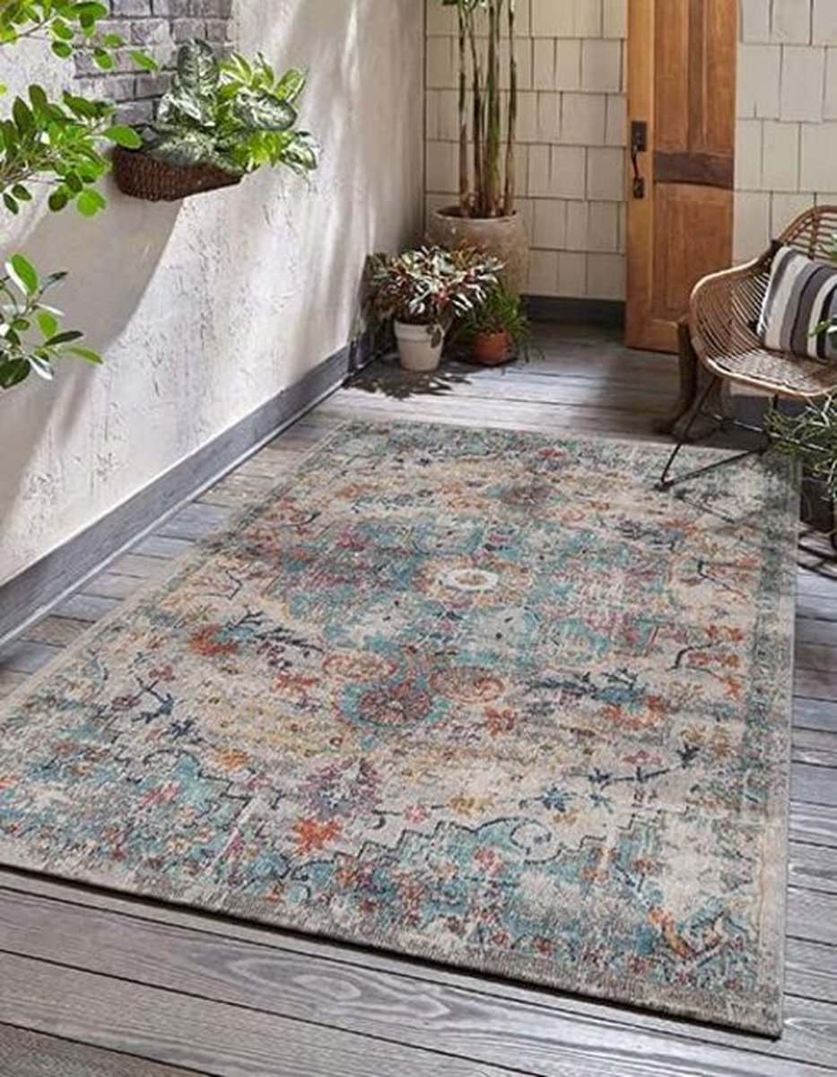 the carpet Palma – Indoor & Outdoor vloerkleed, weerbestendig & onderhoudsvriendelijk, orientaals motief in blauw beige, 120 x 170 cm