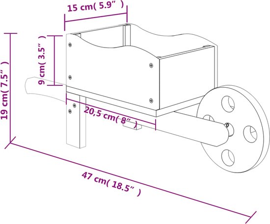 vidaXL - Plantenbakken - kruiwagen - 2 - st - 47x15x19 - cm - massief - vurenhout van VidaXL — afbeelding 3