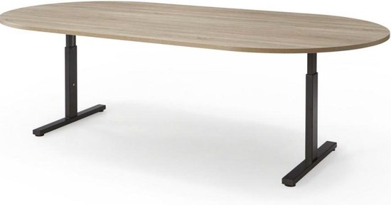 ABC Kantoormeubelen t-poot ovale vergadertafel quick 240x120cm bladkleur ahorn framekleur aluminium (ral9006)