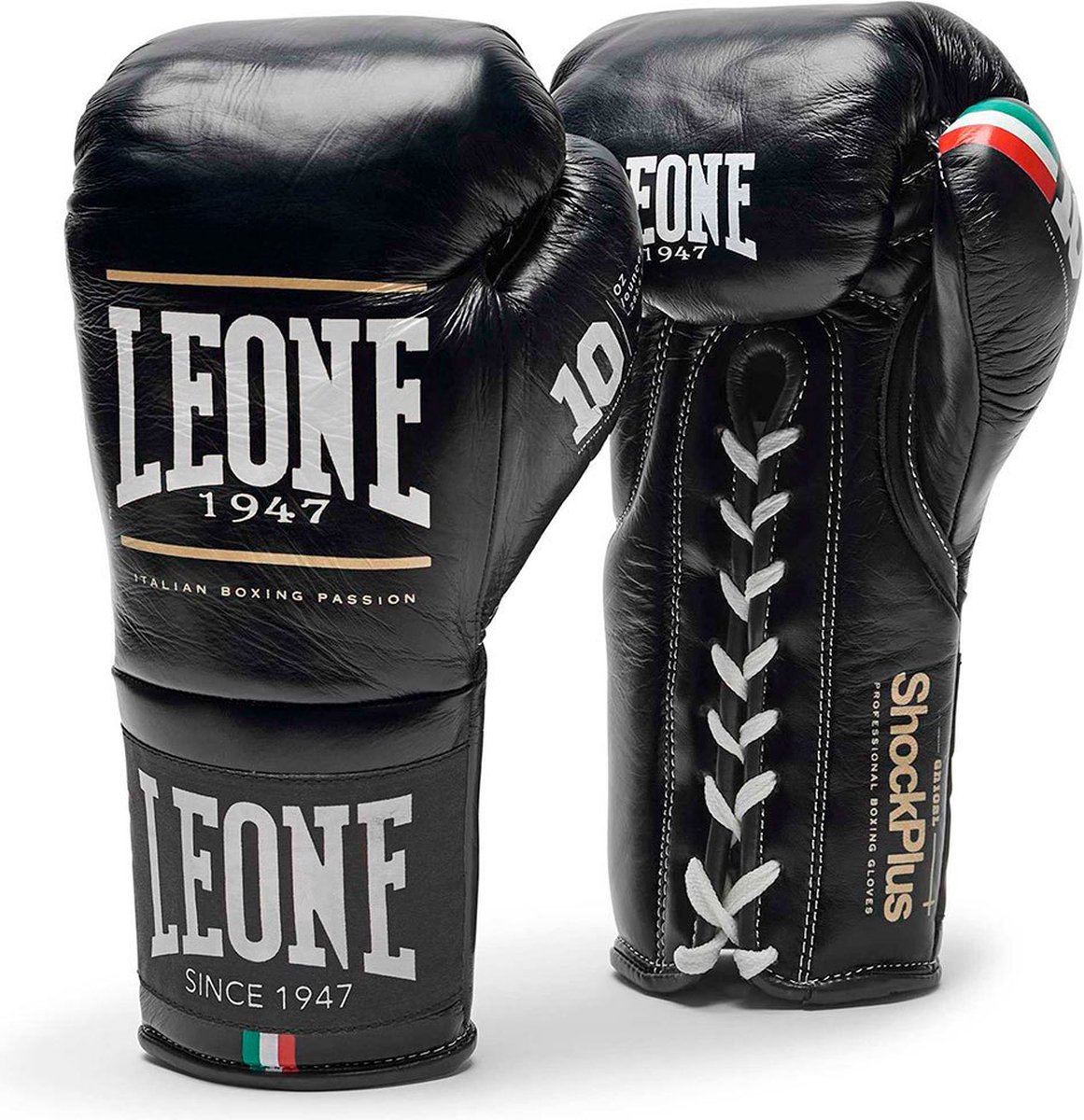 Leone1947 Shock Plus Kunstleren Bokshandschoenen Zwart 8 oz
