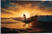 Acrylglas - Surfer in Actie tijdens Zonsondergang - 60x40 cm Foto op Acrylglas (Met Ophangsysteem)