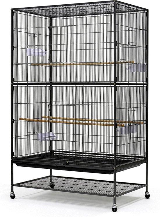 Keddoc Vogelkooi Super Home – Volière – Voor Kanaries & Parkieten – Antraciet – 94 x 58 x 152 cm