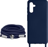 Cache cordon Convient pour Samsung Galaxy A54 5G Semi-rigide Tour de cou 80cm Bleu foncé