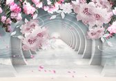 Fotobehang 3D Wallpaper Pink Jewelry Flowers - Vliesbehang - 416 x 254 cm