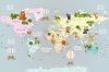 Fotobehang Animals World Map For Kids Wallpaper Design - Vliesbehang - 270 x 180 cm