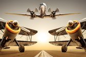 Fotobehang Antieke Vliegtuigen - Vliesbehang - 360 x 240 cm