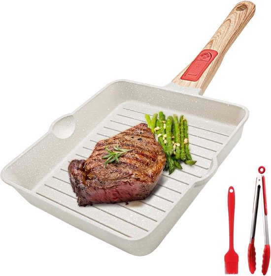 RIOVARM Inductie 28 cm grillpan anti-aanbaklaag steakpan zwart